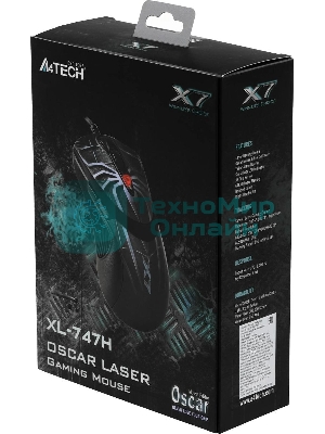 Мышь проводная A4Tech XL-747H синий, 3600 dpi, USB, кнопки - 7