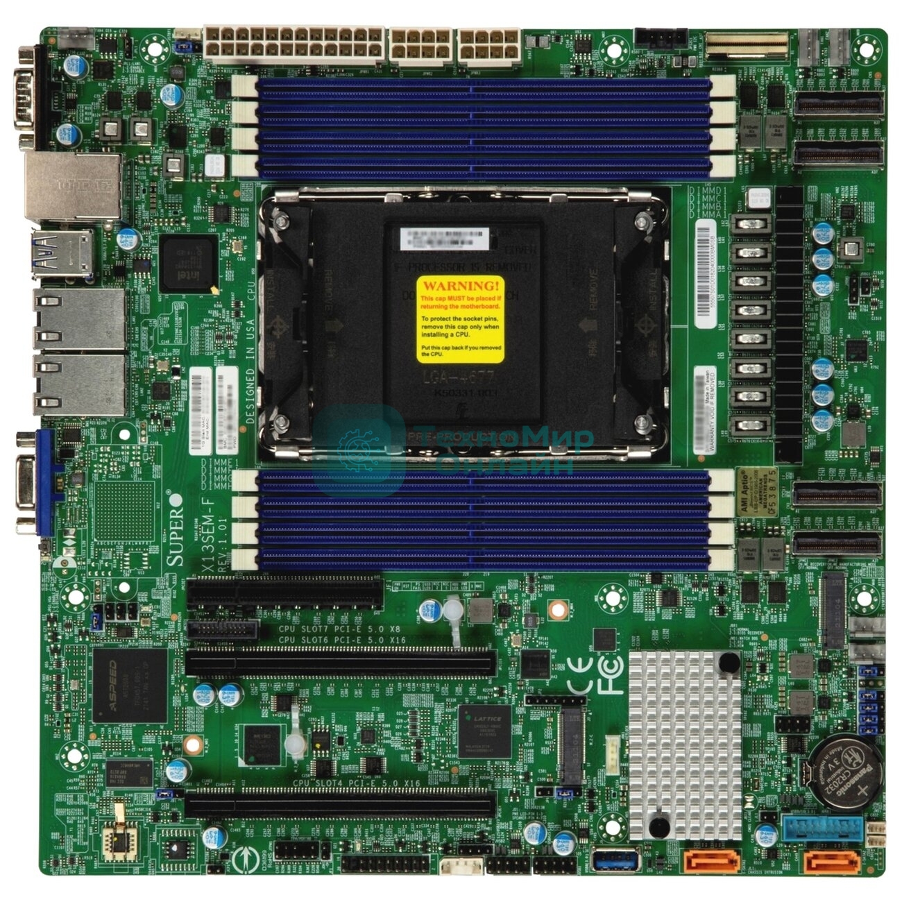 Материнская плата Supermicro X13SEM-F-B, 1xLGA-4677, OEM Intel Xeon SP gen 4, Intel C741, 8x DDR5 4800/4400/4000 MHz. 2x1Gbe Base-T i350+1xMgmt LAN, 10xSATA3, 2xSATA-DOM, 5xUSB 3.2, 2xPCI-Ex16+1xPCI-E x8+4xMCIO x8, 2xM.2, mATX