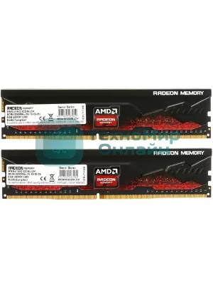 Оперативная память AMD Radeon R9, DDR4, 16GB (2x8GB), 3200MHz, CL16, DIMM, с радиатором, черный