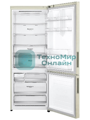 Холодильник LG GC-B569PECM бежевый глянц. двухкамерный инвертер 329/122л морозилка снизу, No Frost