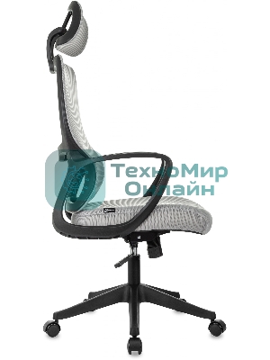 Кресло Бюрократ Wise серый, сетка, подголовник