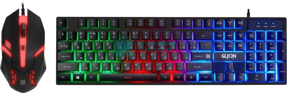 Комплект клавиатура+мышь Defender Glion C-123 проводной, USB, 1600 DPI, чёрный