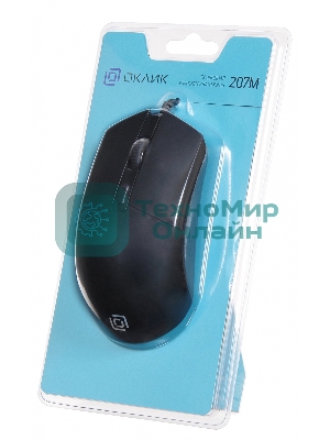 Мышь проводная Oklick 207M черный, 2400 dpi, USB, кнопки - 4