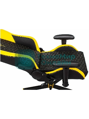 Кресло Knight Neon черный/желтый, экокожа, 120 кг, механизм качания