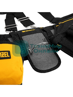 Пояс монтажника усиленный Denzel с лямками, сумки поясные, держатель для молотка