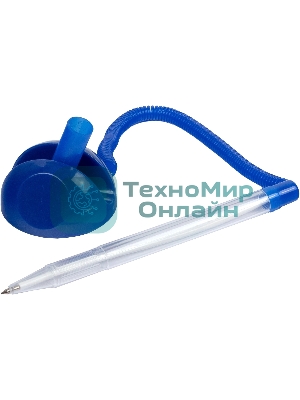 Ручка шариковая Silwerhof Eco синий d=0.7мм, синие чернила, индивмдуальный пакет с европодвесом, на подставке, сменный стержень, линия 0.5мм