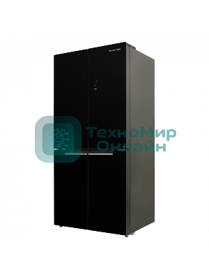 Холодильник Schaub Lorenz SLU X490GY3EI черное стекло трехкамерный 300/124л морозилка снизу, No Frost, Side by Side