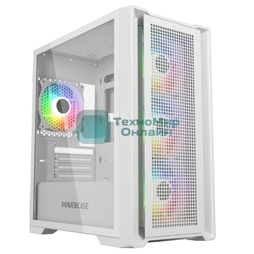 Компьютерный корпус Powercase Alisio Micro X4W V2, Tempered Glass, 4х 120мм ARGB fans, ARGB HUB, белый, mATX (CAMCXW-A4)