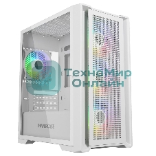 Компьютерный корпус Powercase Alisio Micro X4W V2, Tempered Glass, 4х 120мм ARGB fans, ARGB HUB, белый, mATX (CAMCXW-A4)