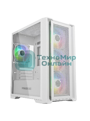 Компьютерный корпус Powercase Alisio Micro X4W V2, Tempered Glass, 4х 120мм ARGB fans, ARGB HUB, белый, mATX (CAMCXW-A4)