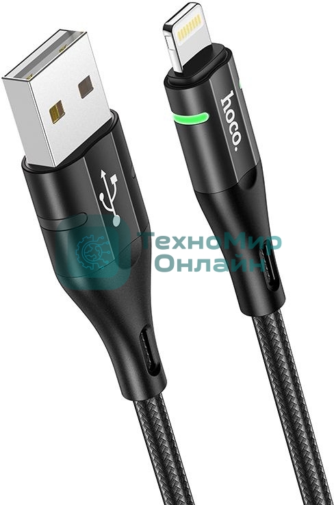 Кабель Hoco U93 Shadow iP USB (m)-Lightning (m) 1.2м черный коробка