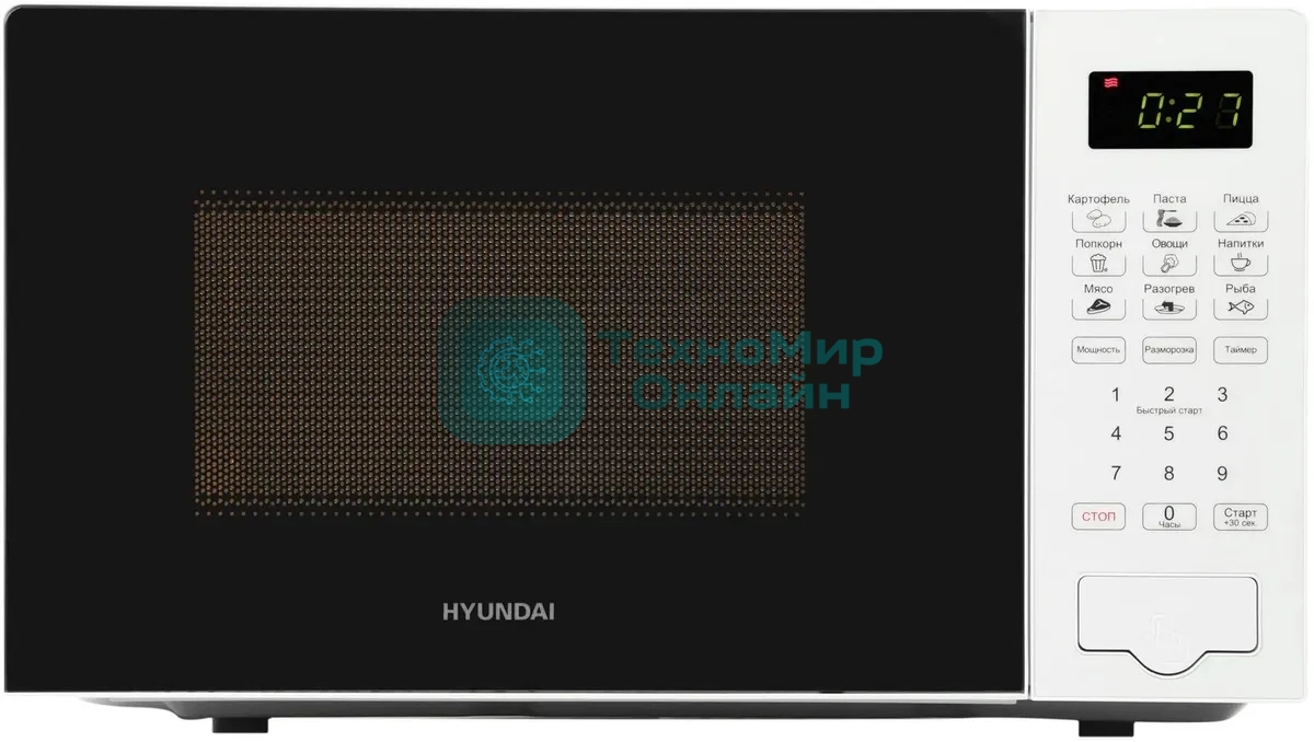 Микроволновая печь Hyundai HYM-D2077 белый, 20 л, 700 Вт, переключатели - сенсор