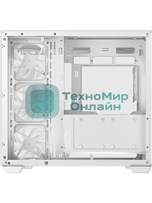 Компьютерный корпус Deepcool CG530 4F WH без БП, боковое окно (панорама), 3x120мм ARGB Reverce вентилятора на боковой стенке, 1x120мм ARGB вентилятор сзади, белый, ATX