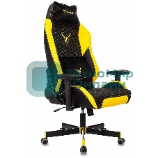 Кресло Knight Neon черный/желтый, экокожа, 120 кг, механизм качания