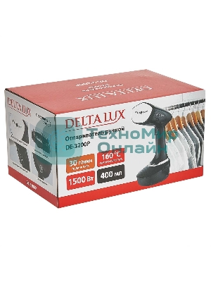Отпариватель Delta LUX DE-3200P черный, 1500 Вт, 30 г/мин, 400 мл