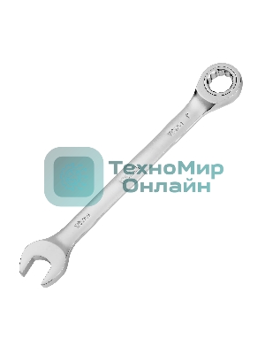 Ключ комбинированный трещоточный Denzel 18 мм, CrV, матовый хром