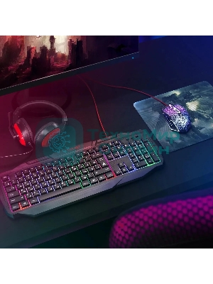 Комплект клавиатура+мышь Defender Target MKP-350 проводной, USB, 3200 DPI, чёрный/красный