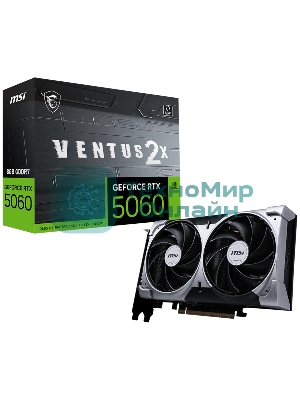 Видеокарта MSI PCI-E 5.0 RTX 5060 8G VENTUS 2X NVIDIA GeForce RTX 5060 8Gb 256bit GDDR7 2497/28000 HDMIx1 DPx3 HDCP Ret