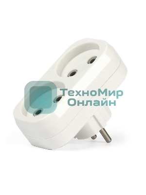 Плоский разветвитель Smartbuy (SBE-10-A02-2) 2 гнезда без заземления плоский 10А 250B