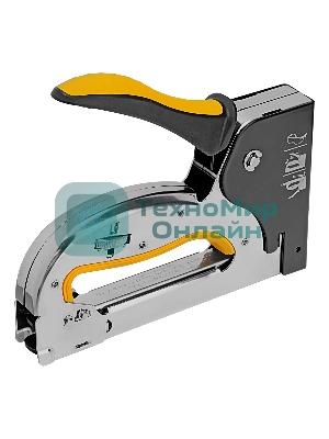 Степлер Denzel металл., скобы в комплекте, плавная регулировка удара, 2К рукоятка, тип 53, 4-14 мм