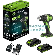Дрель безударная Greenworks DD560 патрон:быстрозажимной реверс (3708407CUC)