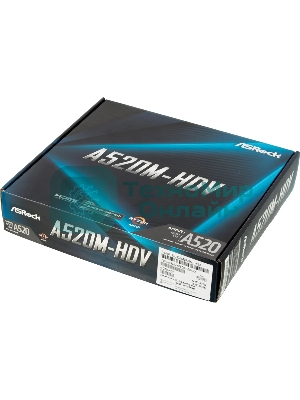 Материнская плата ASRock A520M-HDV, AMD A520, 2x1x M.2 , 1x PCI-E x16, 1x PCI-E x1, 1x D-Sub есть, 1x HDMI есть, 1x DVI есть, 1x DP нет, 1x 1Gb LAN Wi-Fi нет, BT нет, 2x USB 2.0, 2x USB 3.2 Gen1, 7.1, microATX