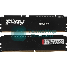 Оперативная память Kingston Fury Beast, DDR5, 64GB (2x32GB), 5600MHz, CL40, DIMM, радиатор, черный