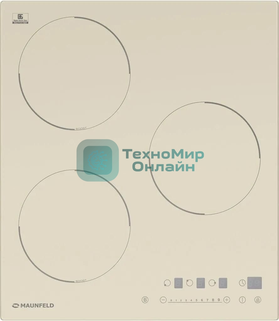 Индукционная варочная панель Maunfeld EVI.453-BG, конфорок: 3 шт., стеклокерамика, независимая, бежевый