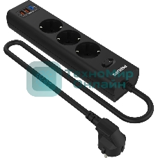 Сетевой фильтр Philips CHP4336BA/51, 2м, 3 розетки, черный