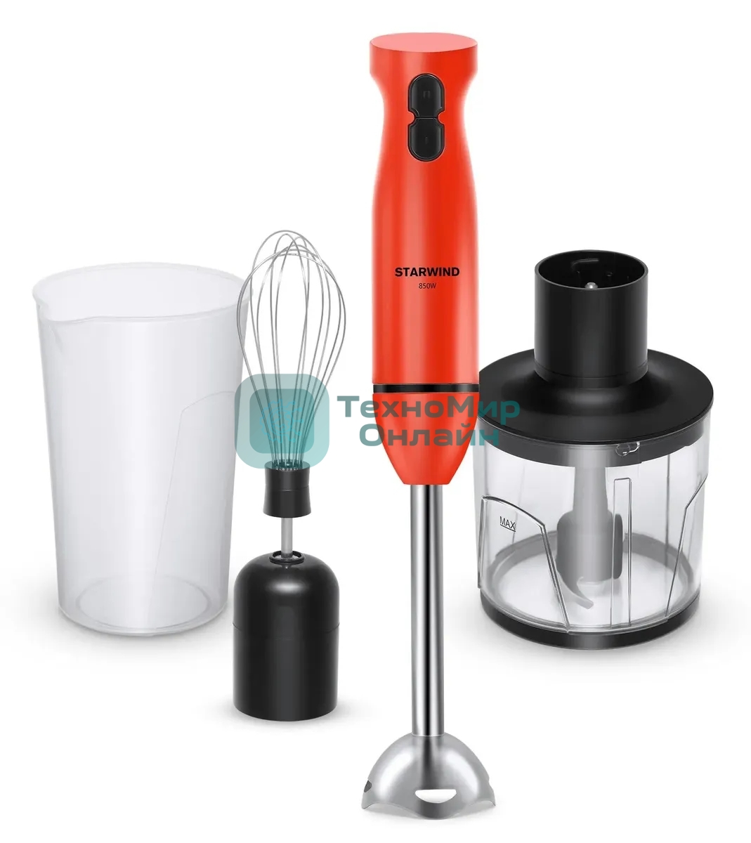 Блендер погружной Starwind SBP2201 850 Вт, красный/черный