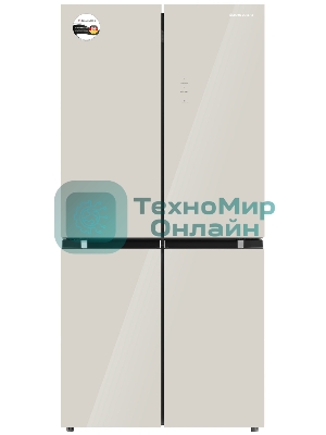 Холодильник Schaub Lorenz SLU X490GI3EI бежевый стекло трехкамерный 300/124л морозилка снизу, No Frost, Side by Side