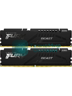 Оперативная память Kingston Fury Beast, DDR5, 64Gb (2x32Gb), 6000MHz, CL30, DIMM, с радиаторами, черный