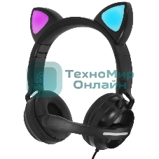 Гарнитура QUMO Game Cat чёрный, проводная, USB, подсветка