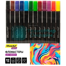 Фломастеры для скетчинга Silwerhof Create 11.5мм 169мм двойной пишущий наконечник, вентилируемый колпачок, 12 цветов, пакет с европодвесом