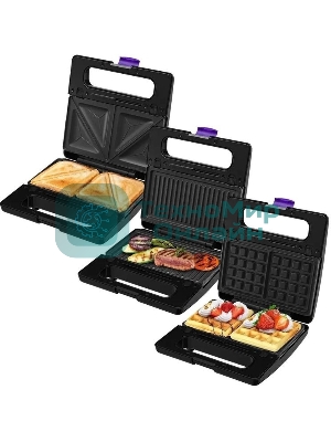 Вафельница Kitfort КТ-3611 800Вт черный/фиолетовый