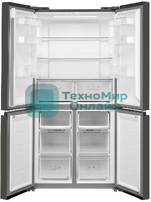 Холодильник Schaub Lorenz SLU X490GI3EI бежевый стекло трехкамерный 300/124л морозилка снизу, No Frost, Side by Side