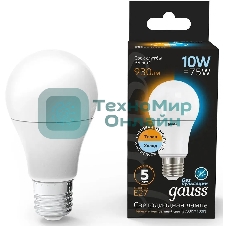 Лампа светодиодная LED Gauss A60 E27 10Вт 2700К/4100К CTC