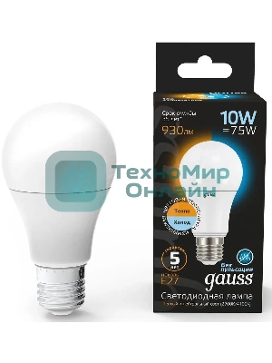Лампа светодиодная LED Gauss A60 E27 10Вт 2700К/4100К CTC