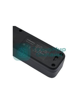 Сетевой фильтр Гарнизон 2.0 EPS-5-B-3 5р, 10А, 3 м, ур.защиты 2+, черный, пакет (21443)