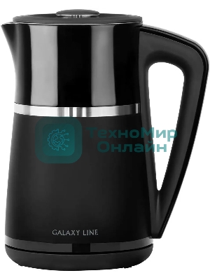 Чайник электрический Galaxy Line GL 0338 черный, пластик, 2200 Вт, 1.7 л