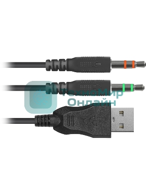 Гарнитура Defender Dexter RG чёрный, проводная, USB / 2 x mini jack 3.5 мм, подсветка