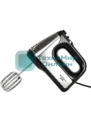 Миксер SUPRA MXS-591 500 Вт, 6 скоростей, режим Турбо, насадки для взбивания яиц и крема, насадки для замеса тяжелого теста, корпус металл/пластик, черный)