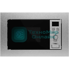 Микроволновая печь встраиваемая Hyundai HBW 2040 IX серебристый, 20 л, 800 Вт, переключатели - кнопки/поворотный механизм