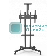 Мобильная стойка Wize Pro M55 для дисплеев 32 65, Max VESA 600x400 мм, высота 180 см, вертикальная регулировка, регулируемая полка для медиаплеера, полка для камеры ВКС, до 50 кг, черный