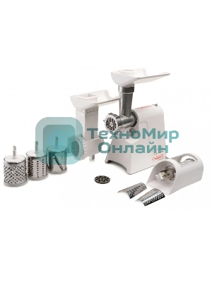 Мясорубка электрическая ЛЕПСЕ Гамма-7-01-02 белый, 700 Вт, 0.6 кг/мин, защита от перегрузки, насадки - 5
