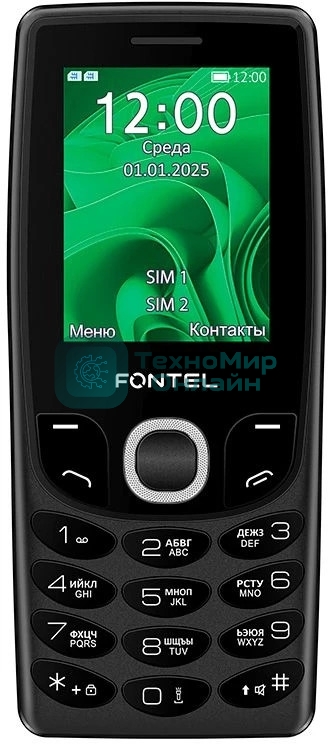Мобильный телефон FONTEL FP250 черно-зеленый