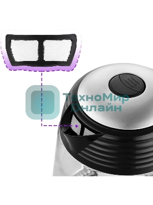 Чайник электрический Kitfort КТ-6126 1.7л. 2200Вт черный (корпус: стекло)