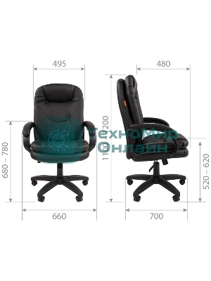 Кресло Chairman 668 LT NEW черный, экокожа, 120 кг