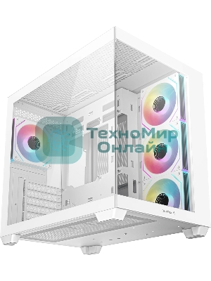 Компьютерный корпус Deepcool CG530 4F WH без БП, боковое окно (панорама), 3x120мм ARGB Reverce вентилятора на боковой стенке, 1x120мм ARGB вентилятор сзади, белый, ATX