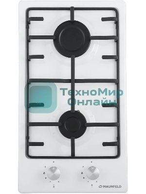 Газовая варочная панель Maunfeld EGHE.32.3EW/G, 2 конфорки, эмалированная сталь, белый